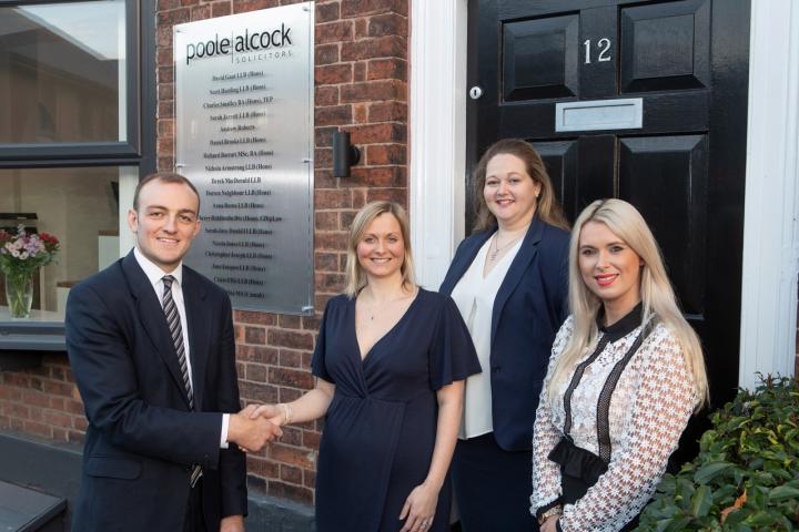 New office for Poole Alcock (f l to r) James Nicholson from Orbit, Jane Jacques, Sarah-Jane Dunhill and Victoria Moetamedi from Poole Alcock