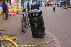 Vandals target town centre bins