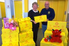 Boxes filled with toys to bring Christmas cheer