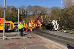 Lorry overturns on Wilmslow bypass
