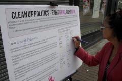 Activists for democracy target town centre