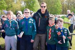 Bear Grylls flies in to meet Scouts