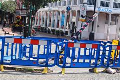 Stolen vehicle takes down traffic lights