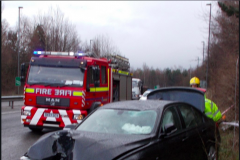 Car collides with lamp post on A34