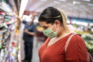 Female shopper wearing a face covering1