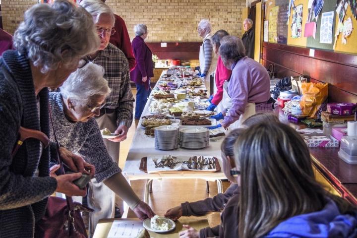 busy cake stall