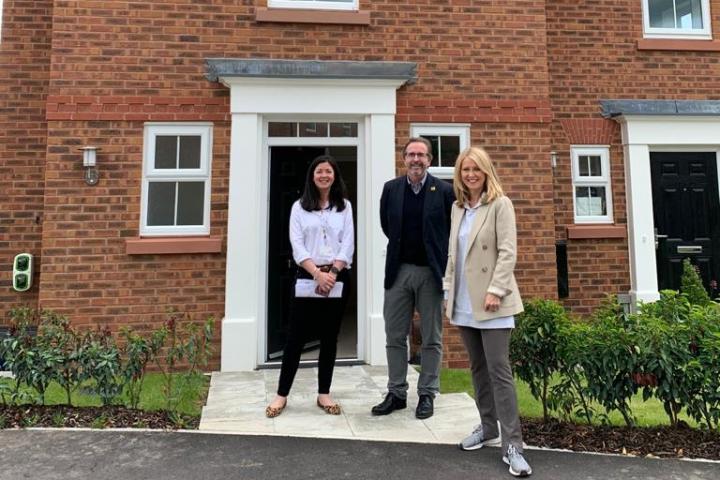 Tatton MP Esther McVey with WVHT Chief Executive, Wayne Gales, and Jo Fallon, Assistant Director of Development