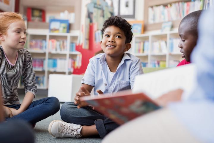 children school learning reading library