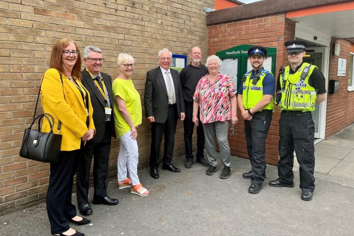 Handforth Town Councillors with PCC John Dwyer and officers from Macclesfield LPU